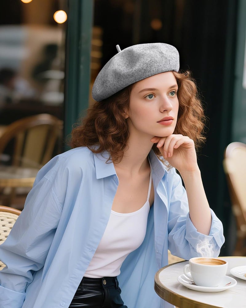CKYPTFK Beret Hats for Women Holiday Wool French Style-Black/Red Church Hat-Clueless Outfit & Men's Beret - Image 5